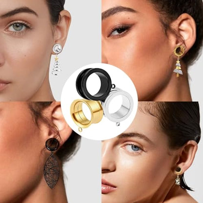 WBRWP 6pcs Ear Gauges Tunnels Plugs: DIY Ear Tunnles Piercing Expander Stainless Steel Double Flared Screw Gauges - color: 3 Color Set--Style 2