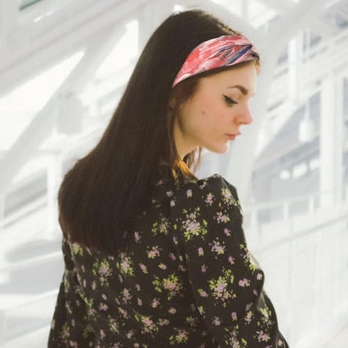 Madison Tyler Boho Headbands | Top Knot With Rhinestones, Non Slip for Workout & Party (Multi Color: Pink, Blue, Tan) - color: Pink,Blue,Tan