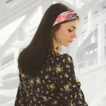 Madison Tyler Boho Headbands | Top Knot With Rhinestones, Non Slip for Workout & Party (Multi Color: Pink, Blue, Tan) - color: Pink,Blue,Tan