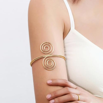 Harry and Henry Arm Cuff Gold Upper Arm Jewelry for Women Adjustable Open Cuff Bangle Bracelets Armband Jewelry Summer Outfits for Women 2026 - color: D1:Gold Arm Cuff