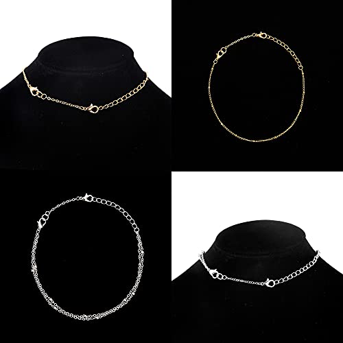 Softones 12-18Pcs Ankle Bracelets Extenders-Extension for Womens Jewelry(1 2 3 Inch),with Lobster Clasp and O-Clasp from Gold Silver Rose Gold - color: F:Lobster clasp 6-Gold 6-Silver