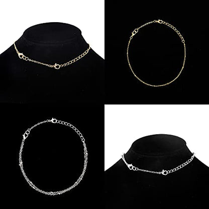 Softones 12-18Pcs Ankle Bracelets Extenders-Extension for Womens Jewelry(1 2 3 Inch),with Lobster Clasp and O-Clasp from Gold Silver Rose Gold - color: F:Lobster clasp 6-Gold 6-Silver