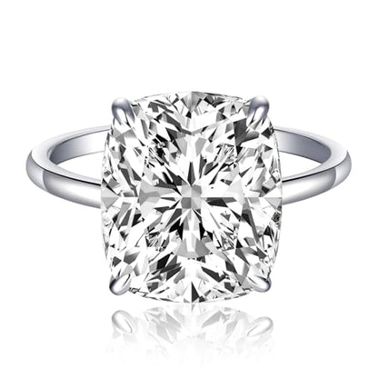 AVECON 3CT/5CT Elongated Cushion Cut Engagement Ring for Women, Promise Wedding Cubic Zirconia 14K Gold/White Gold Plated Band Size 5-9 - color: Silver-3CT