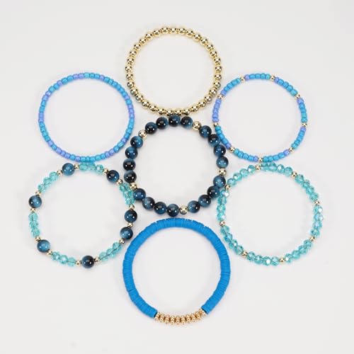 Boho Wooden Beads Bracelets Bohemian Bracelet Stack for Men Women Wood Beaded Bracelet Set - color: H