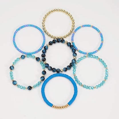 Boho Wooden Beads Bracelets Bohemian Bracelet Stack for Men Women Wood Beaded Bracelet Set - color: H