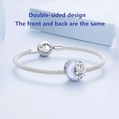 925 Sterling Silver Charms for Bracelet Jewelry Gifts for Women - color: moon stars