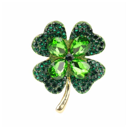 Lavender flower brooch crystal rhinestone tulip brooch elegant accessories jewelry women brooches and pins fashion jewelry wedding flowers lapel pin - color: Clover Leaf