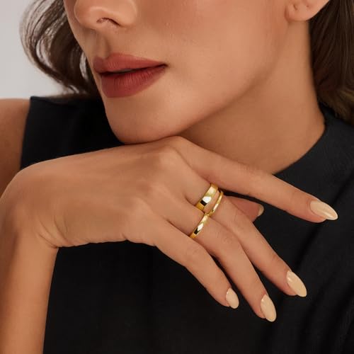 Cicy Bell Stackable Rings for Women 18K Gold Plated Non Tarnish Ring Set | Dainty Cubic Zirconia,Promise Wedding Engagement Rings, Statement Thin Rings,Trendy Jewelry Gifts - color: Gold-Style E, size: 7