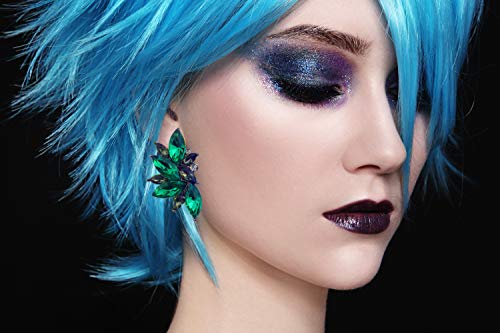 80s Funky Punk Rock Spiky Starburst Angel Wings Oversized Colorful Stones Studded Candy Cluster Women Statement Stud Earrings - color: Poison Ivy