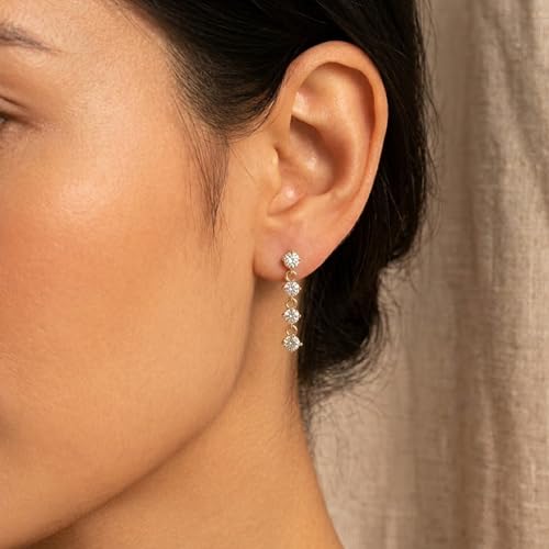 Mchic Dangle Earrings for Women: 18K Gold Plated CZ Drop Earrings Dainty Trendy Hypoallergenic Teardrop Bridal Wedding Style, Sparkly Elegant Dangling Jewelry Gift for Women Bridesmaid Prom Formal - color: Style 1-Gold
