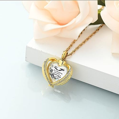 shajwo Cremation Heart Urn Necklace Ashes Jewelry for Women Men Keepsake Pendant Memorial Locket Ash Holder - color: Wing-G White