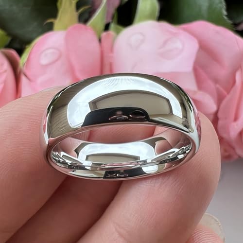 TUTISS 2mm 3mm 4mm 5mm 6mm 7mm 8mm 10mm White Tungsten Rings for Men Women Engagement Wedding Bands Domed Polished Shiny Comfort Fit - color: 7mm White Tungsten