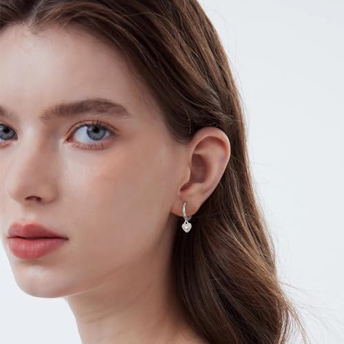 Dainty Heart Love Small Huggie Hoop Earrings for Women Girls 925 Sterling Silver Tiny Cute Charms Dangle Drop Cartilage Hypoallergenic Minimalist Jewelry Gifts