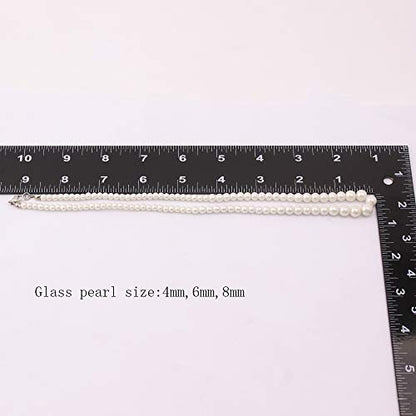Handmade Faux Pearl Necklace and Clip on Earrings Jewelry Sets for Women Bib Choker Collar Necklace - color: 47cm Necklace+Clip Earrings