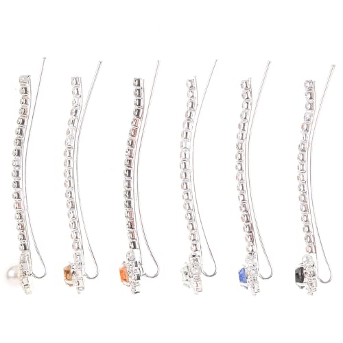 Lurrose Rhinestone Hair Clips Set of 6 Short Pearl Bobby Pins for Women and Girls Elegant Hair Accessories for Daily Wear and Special Occasions