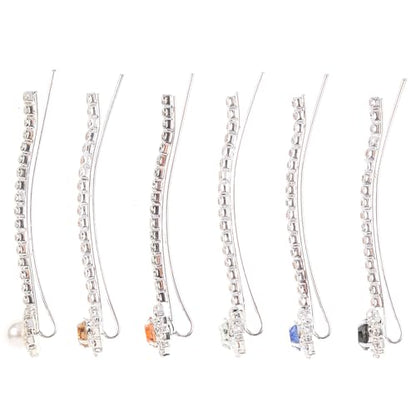 Lurrose Rhinestone Hair Clips Set of 6 Short Pearl Bobby Pins for Women and Girls Elegant Hair Accessories for Daily Wear and Special Occasions