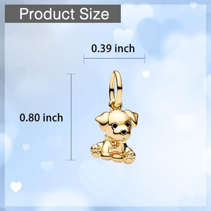 925 Sterling Silver Charms fits Bracelets and Necklace Pendant Bead Charms Jewelry Gift for Women Family Friends - style: Gold Dog Charm