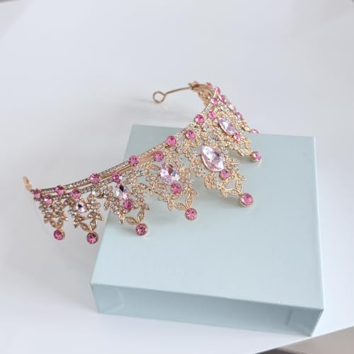 Kamirola - Queen Crown and Tiaras Princess Crown for Women Crystal Headbands for Bridal, Princess for Wedding and Party - color: Pink