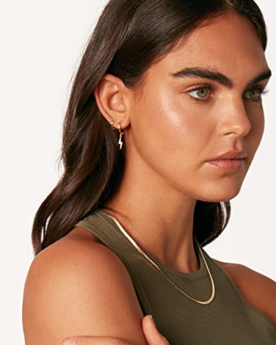 PAVOI 14K Gold Plated S925 Sterling Silver Post Lightweight Drop Dangle Huggie Hoop Earrings for Women | Star, Lock, Pearl, Cross, Lightening, Coin | Dainty Earrings - style: Lightning