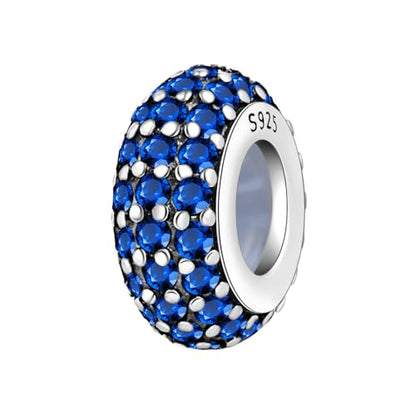 925 Sterling Silver Spacer Beads Charms for Bracelets & Necklaces Cute Charms Spacer Stopper Locating Buckle for Bracelets Retro Shaped Birthday Graduation Jewelry Gifts for Women Lover - color: Blue spacer bead