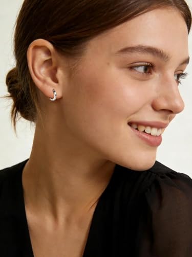 925 Sterling Silver Huggie Hoop Earrings, Small Silver Hoop Earrings for Women Hypoallergenic Huggie Lightweight Small Hoops Earring Cartilage Sleeper Earrings 6/8/10/12/14/16/18/20mm - color: Silver, size: 8MM
