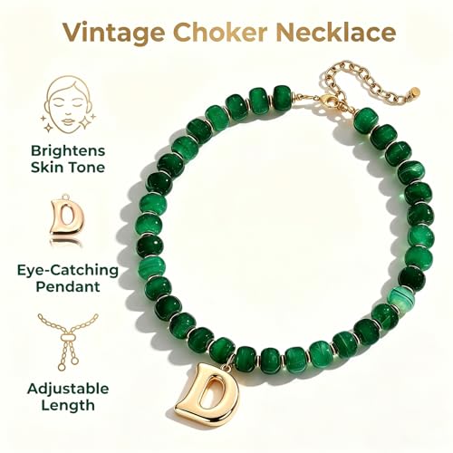 Initial Beaded Necklaces for Women,14K Gold Plated Bubble Letter Pendant Jewelry Gifts - color: acrylic neccklace-d