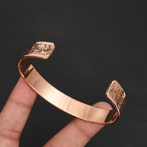 Pure Copper Cuff Bangle Bracelet 100% Solid, Raw & Uncoated Handmade Bracelets Jewelry Cuff Gift Bangle for Women & Men - color: Copper CB-105