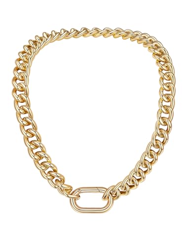 FOCALOOK Chunky Gold Necklace for Women, 14K Gold Plated Thick Gold Cuban Chains Lightweight Womens Choker Necklace for Daily Wear 13mm/16mm/23mm Punk Hip Hop Statement Jewelry - color: 13mm-Gold Chain, size: 20 Inch