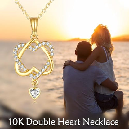 KECHO 14k Gold Heart Necklace Fine Gold Heart Pendant Necklace Jewelry Birthday Christmas Gifts for Her Women Girls Girlfriend Wife