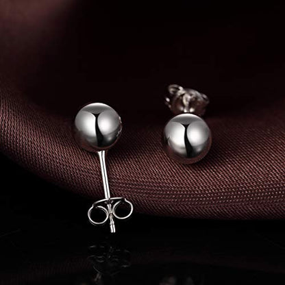 Jiamiaoi Ball Stud Earrings Set Sizes 4mm-10mm,High Polish Finish Ball Studs Hypoallergenic 925 Sterling Silver Stud Earrings for Women Men - color: A-Silver, size: 7MM