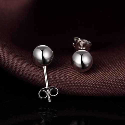 Jiamiaoi Ball Stud Earrings Set Sizes 4mm-10mm,High Polish Finish Ball Studs Hypoallergenic 925 Sterling Silver Stud Earrings for Women Men - color: A-Silver, size: 6MM