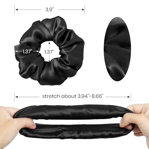 LILYSILK Silk Hair Scrunchies for Frizz&Breakage Prevention, 100% Mulberry Silk Hair Ties No Damage, Elastic Silk ponytail Holders, 1Pc, Black - color: Black