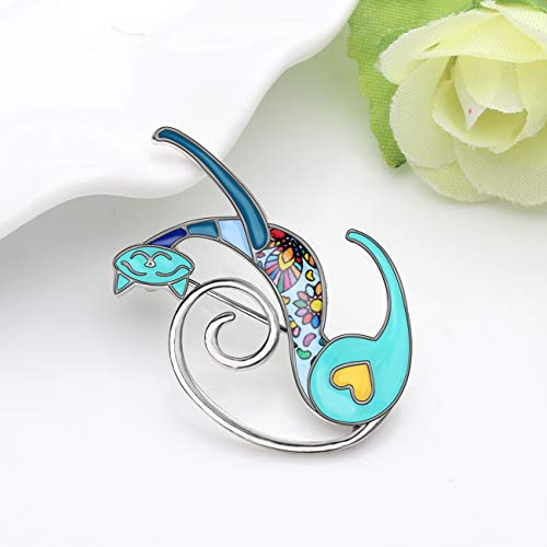 NEWEI Cat Brooch Pins for Women Girls Jacket Bag Charms Cat Pins Jewelry Gifts - color: Cobalt Blue