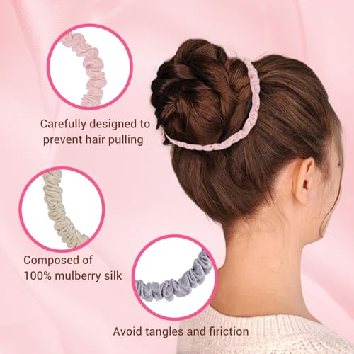 22 Momme 6PCS 100% Mulberry Silk Hair Ties Small Silk Scrunchies for Women Girls Curly Thick Thin Hair .Women's Black Cute Satin Sleepy Bulk Hair Tie Scrunchie Sleep - color: Small Silk Hair ties Style 1