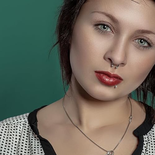 D.Bella 22G 20G 18G 16G 14G 12G 10G 8G 6G 4G 2G 0G 00G Surgical Steel Nose Septum Horseshoe Hoop Eyebrow Lip Navel Belly Nipple Piercing Ring Helix Tragus Daith Rook Captive Earrings Replacement Spikes - color: A1 -4pcs, silver & black, size: 16g,10mm inn