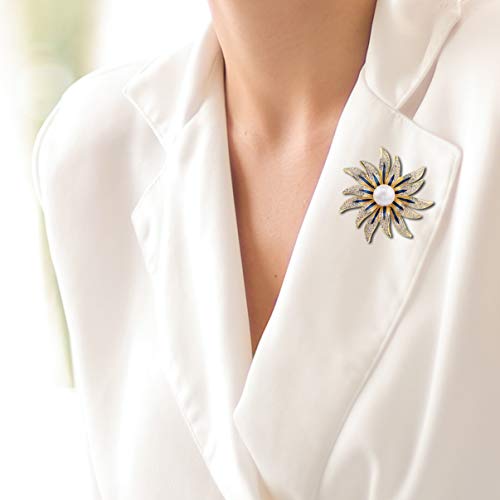 Brooch Pins for Women Girls Fashion Flower Crystal Rhinestone Pearl Jewelry - color: Color 7