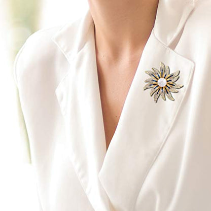 Brooch Pins for Women Girls Fashion Flower Crystal Rhinestone Pearl Jewelry - color: Color 7