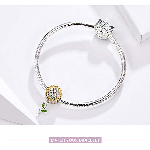 Sunflower Charm Fit for Pandora Charms Bracelet and Necklace You Are My Sunshine Charm Gifts for Women - style: Sunflower dangle charms