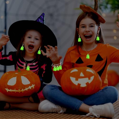 64Pcs Halloween Luminous Mini Resin Ghost Charms Jewelry Making | Premium Luminous Resin, Mini Glow in The Dark Ghosts Pendant, DIY Bracelet Necklace Earrings Jewelry Making Decorations - style: Halloween Style