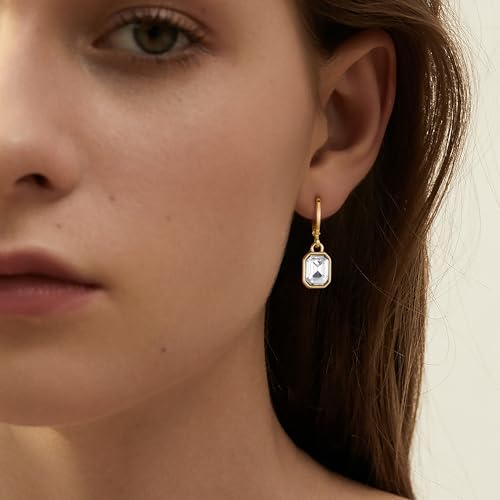Multicolor Crystal Dangle Studs Earrings Set for Women 925 Silver Hypoallergenic Dangle Earrings Leverback Drop Earring Fashion Cubic Zirconia Leverback Stud Earring Sets Trendy Cubic Zirconia Jewelry Gifts for Women - style: 12-S-G