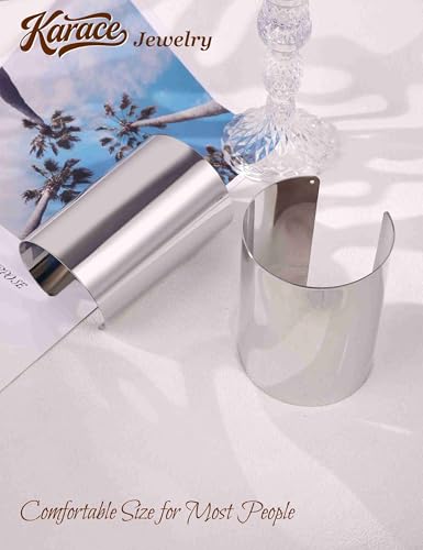 2 Pcs Gold Cuff Bangle Bracelet Set for Women Irregular Minimalist Statement Bangle Bracelets Wide Open Chunky Wire Bracelets Wrist Cuff Adjustable Hammered Bracelet - color: Silver C