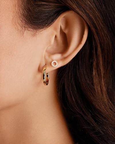 PAVOI 14K Gold Plated 925 Sterling Silver Post Lightweight Hoops | 20mm - 30mm Earring | Gold Hoop Earrings for Women - color: Yellow Gold, size: 20 Millimeters