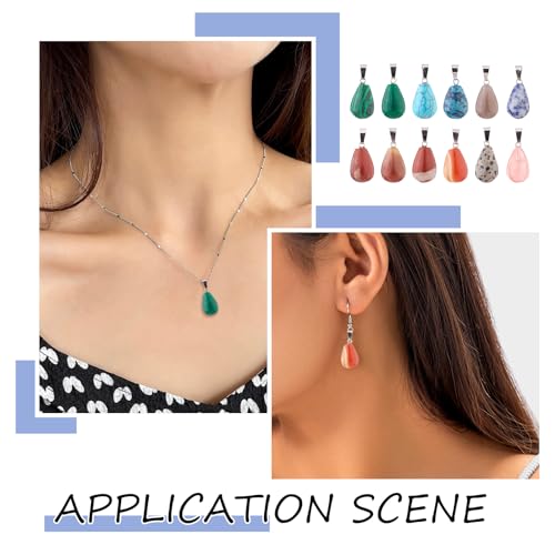 50Pcs Water Drop Stone Pendants Teardrop Healing Crystal Quartz Chakra Gemstone Rock Charms Random Mixed for Necklace Jewelry Making Hole: 2x7mm - color: 1-Mixed Color-Teardrop-Random*