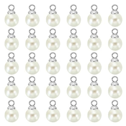 PATIKIL Pearl Charm, 100pcs Pearl Beads Faux Pearl Pendant Charm DIY for Jewelry Making Bracelets Earrings Necklace Crafts - color: Silvery Beige, size: 6mm