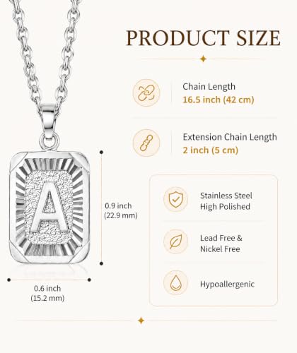 Glimmerst Initial Pendant Necklace 18K Gold Plated Stainless Steel Letter Necklace Personalizd Name Necklace for Women - style: Silver L