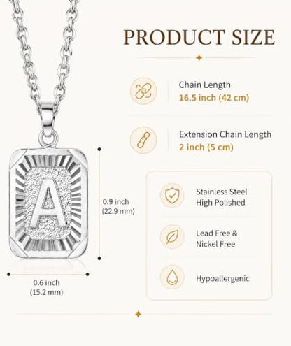 Glimmerst Initial Pendant Necklace 18K Gold Plated Stainless Steel Letter Necklace Personalizd Name Necklace for Women - style: Silver L