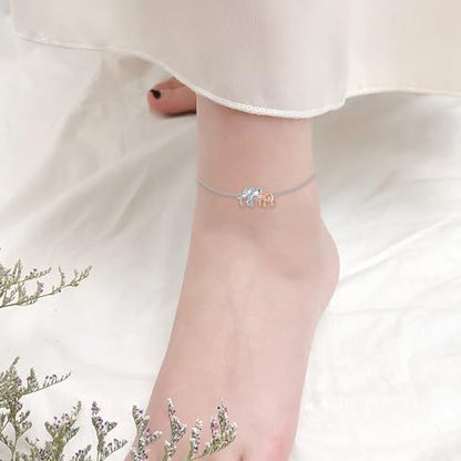 925 Sterling Silver Anklet Foot Bracelet with Crystal from Austria, Anklet Jewelry Gifts for Women 11 Inch Adjustable - style: Elephant