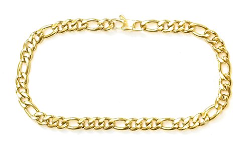14KT Gold Plated Anklet Foot Bracelet Figaro Chain 10" X 6MM - TOBILLERA PULSERA para EL Pie