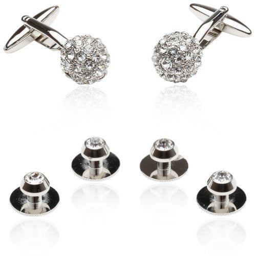 Cuff-Daddy Crystal Ball Cufflinks Studs with Presentation Box