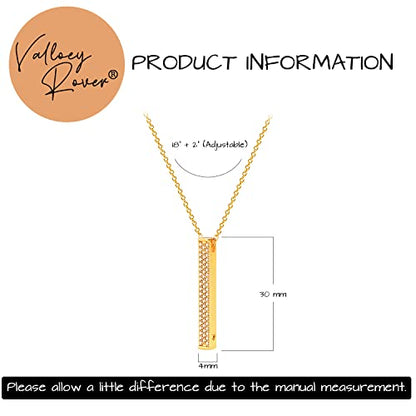 Valloey Rover Gold Necklaces for Women | Dainty 14K Gold/Sterling Silver Plated Cubic Zirconia Star Moon Pendant Necklaces Twist Rope Chain Simple Jewelry for Women - style: Gold-Bar